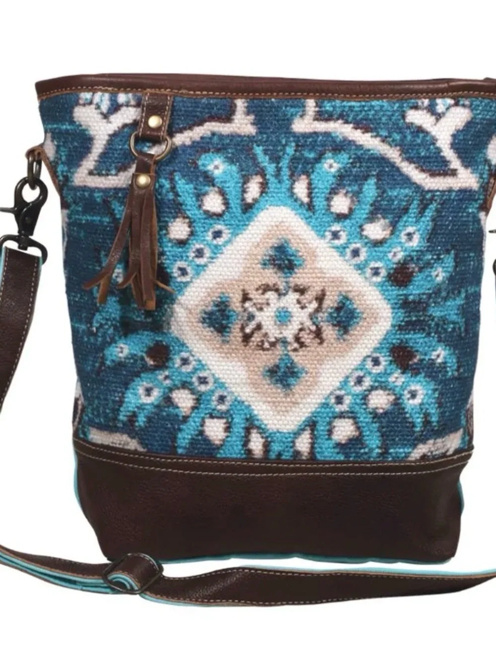 Myra Bag Western Spirited Canvas Leather Rug Adjustable Strap Crossbody